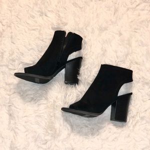 Black Peep Toe Ankle Boots